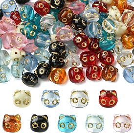 90 шт 9 цвета прозрачные акриловые бусины, кошка, золотой металл обвитыми