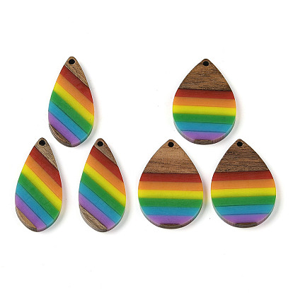 Подвески Pride на тему радуги из смолы и орехового дерева, слеза