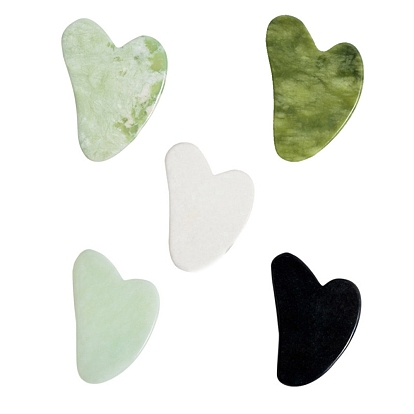 Planches de gua sha en jade naturel, cœur