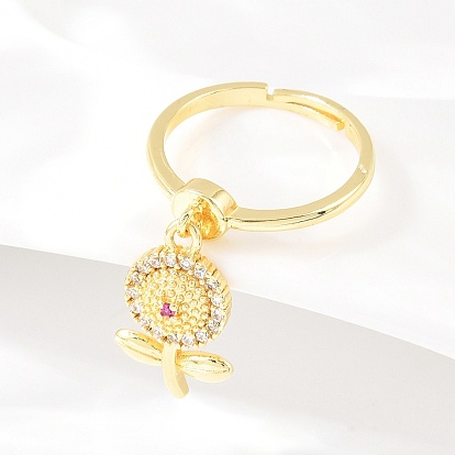 Латунные кольца-подвески с микропаве из кубического циркония для женщин, долговечный, реальный 18 k позолоченный