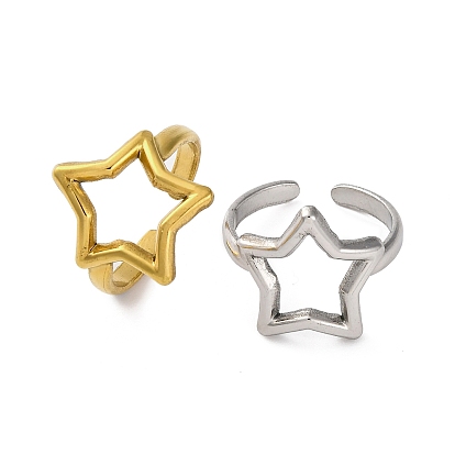 304 открытые манжеты-кольца из нержавеющей стали в форме полой звезды для женщин
