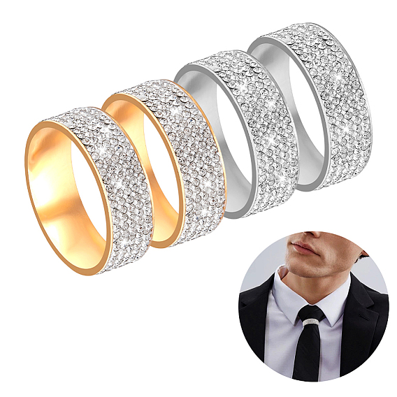 4шт. 2цветные кольца на палец из нержавеющей стали со стразами, унисекс