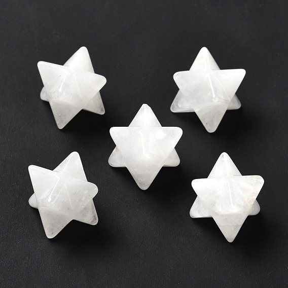 Natural White Jade Beads, No Hole/Undrilled, Merkaba Star