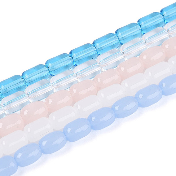 Нити бусин из искусственного нефрита и прозрачного стекла, баррель