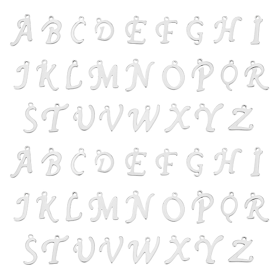 2 наборы 201 подвески из нержавеющей стали, алфавит, цвет нержавеющей стали, лазерная резка