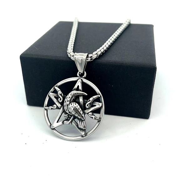 Винтажный кулон в виде пентаграммы орла из нержавеющей стали для мужских ожерелий.