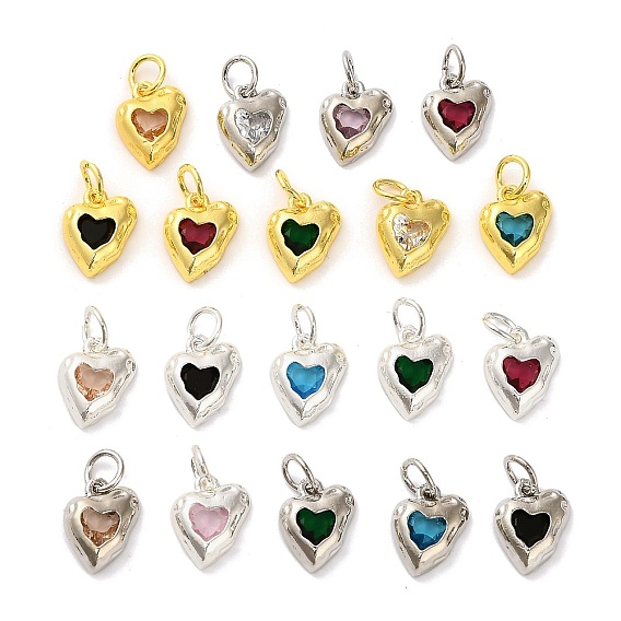 Латунные микро проложить кубического циркония подвески, сердце прелести, стойки покрытие, прочное покрытие, без кадмия и без свинца, с целью перехода в кольце