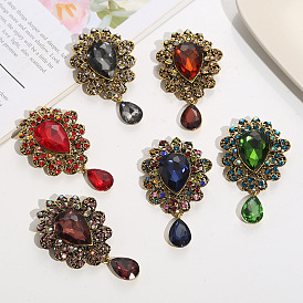 Crystal-encrusted diamond brooch for women, colorful gemstone rhinestone brooch, anti-exposure silk scarf buckle