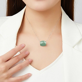 Natural Jadeite Bead Pendant Neclaces, 925 Sterling Silver Chains Necklaces