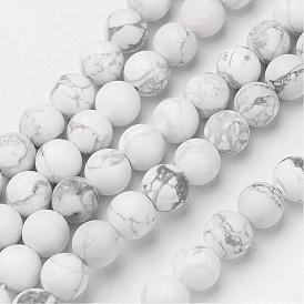 Natürliche Howlith Perlen Stränge, matt, Runde