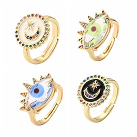 European and American geometric demon eye ring - moon and star finger ring.