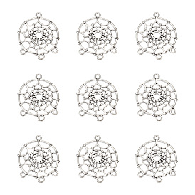 Тибетский стиль компоненты сплава люстра ссылки, без свинца и без кадмия, плоские круглые с веб