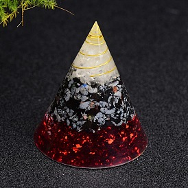 Orgonite Pyramid Resin Energy Generators, Reiki Natural Snowflake Obsidian Chips & Copper Wire Inside for Home Office Desk Decoration