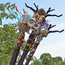 Baguette magique en bois en forme de bois de cerf avec pierre précieuse, décorations pour la maison accessoires de costumes accessoires de cosplay