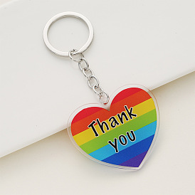 Rainbow Heart and Circle Acrylic Keychain for Keys Decoration Pendant