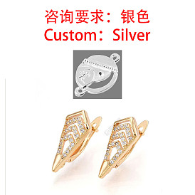 Boucle d'oreille créole en laiton avec micro pavé de zircons cubiques, sans plomb & sans nickel & sans cadmium 