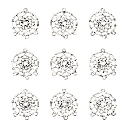 Тибетский стиль компоненты сплава люстра ссылки, без свинца и без кадмия, плоские круглые с веб