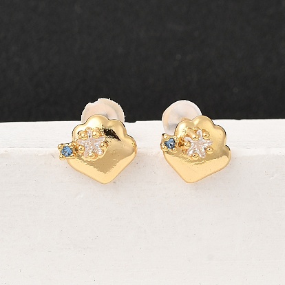 Серьги-гвоздики из латуни с прозрачным фианитом и прозрачным фианитом, с 316 хирургическим штифтом из нержавеющей стали и стеклом, без никеля 