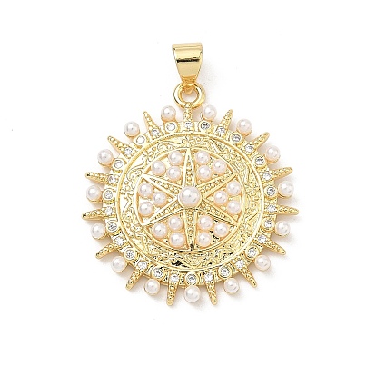 Латунные микро проложить кубического циркония подвески, , с ABS имитации жемчуга, долговечный, стойки покрытие, без свинца и без кадмия