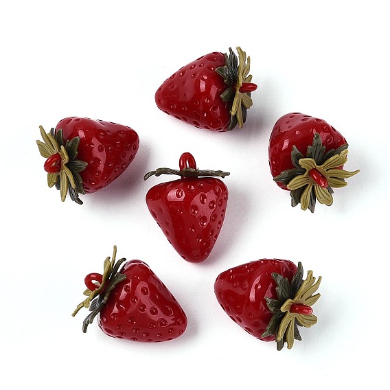 Акриловые подвески, клубника