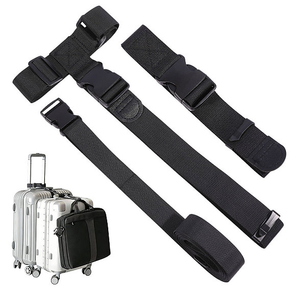 3Ensembles de sangles à bagages en nylon (pièces), accessoires de sangles de ceinture de valise réglables
