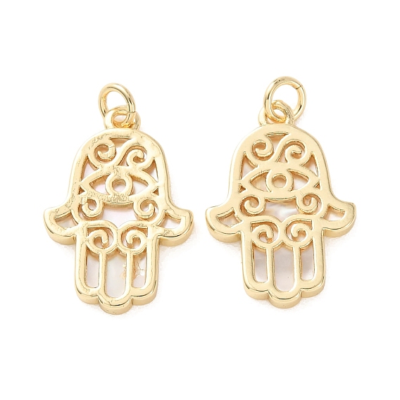 Подвески из латуни и натуральной белой ракушки, hamsa hand charms, без свинца и без кадмия