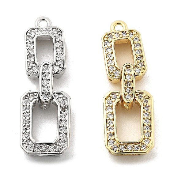 Латунные микро проложить кубический цирконий подвеска, прямоугольные, без свинца и без кадмия, долговечный