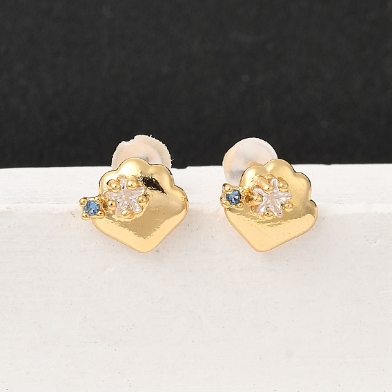 Серьги-гвоздики из латуни с прозрачным фианитом и прозрачным фианитом, с 316 хирургическим штифтом из нержавеющей стали и стеклом, без никеля 