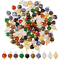 100Pcs 10 Colors Natural Mixed Gemstone Pendants, Round Charms with Brass Findings, Golden, Mixed Dyed and Undyed