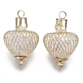 Eco-Friendly Iron Links Connectors, with Crystal Rhinestone inside, Cadmium Free & Nickel Free & Lead Free, Lantern