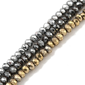 Electroplated Synthetic Non-Magnetic Hematite Beads Strands, Faceted, Rondelle