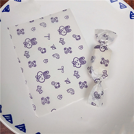 Rabbit Pattern Twisting Nougat Candy Wrapping, Greaseproof Paper, for Homemade Christmas Candy Packaging, Rectangle