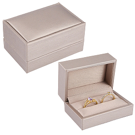 Cajas de embalaje para anillos de pareja de joyería de cuero PU, Rectángulo