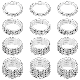 12 шт. 4 стили стразы теннисные цепочки эластичные кольца для женщин