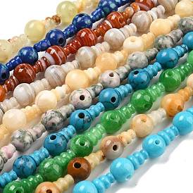 Natural Gemstone 3-Hole Guru Bead Strands, for Buddhist Jewelry Making, T-Drilled Beads