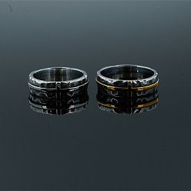 Retro 304 Stainless Steel Cross Finger Rings