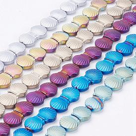 Electroplate Non-magnetic Synthetic Hematite Beads Strands, Frosted, Shell