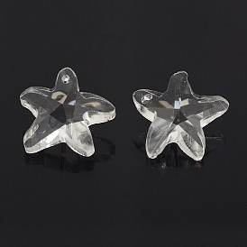 Breloques en verre étoile de mer / étoiles de mer à facettes, 14x15x8mm, Trou: 1mm
