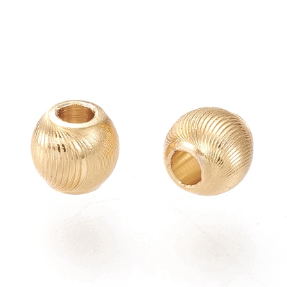 Brass Beads, Long-Lasting Plated, Textured, Solid Round
