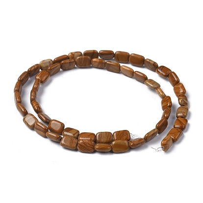 Natural Yellow Wood Lace Stone Beads Strands, Cuboid