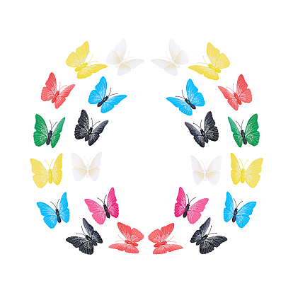 56Pcs 7 Colors PVC Artifical Butterfly Fridge Magnet, with 1 Sheet Foam Glue Double-Sided Adhesive Dots