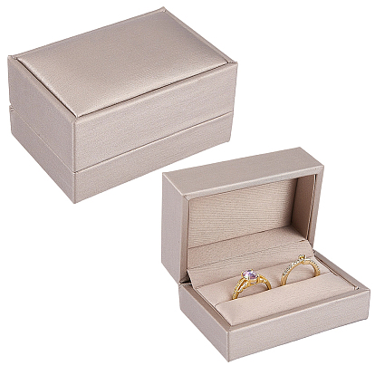 Boîtes d'emballage pour bagues de couple en cuir PU, rectangle