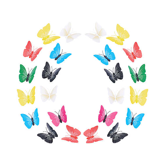 56Pcs 7 Colors PVC Artifical Butterfly Fridge Magnet, with 1 Sheet Foam Glue Double-Sided Adhesive Dots