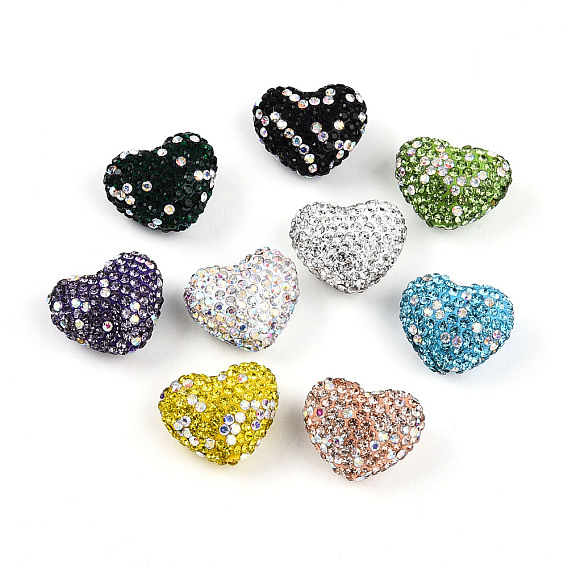 Бусины из полимерной глины в форме сердца со стразами, дискотечный шар бисер