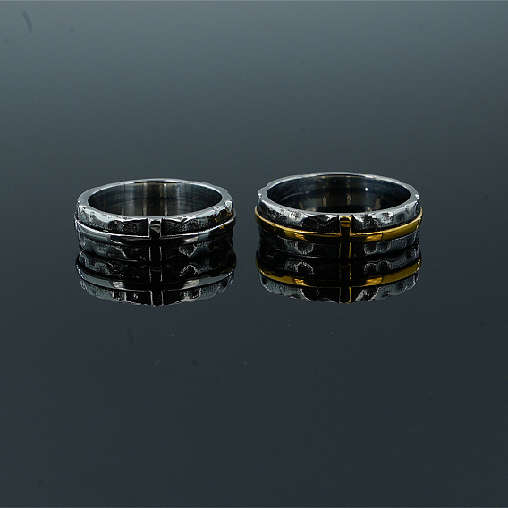 Anillos de dedo cruzados de acero inoxidable estilo retro