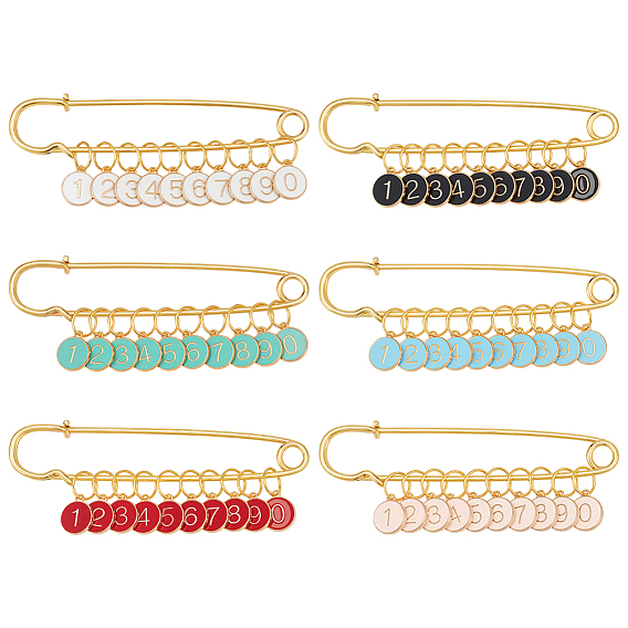 6 маркеры стежков с замком из сплава эмали, плоско-круглые, с кольца прыжок из латуни