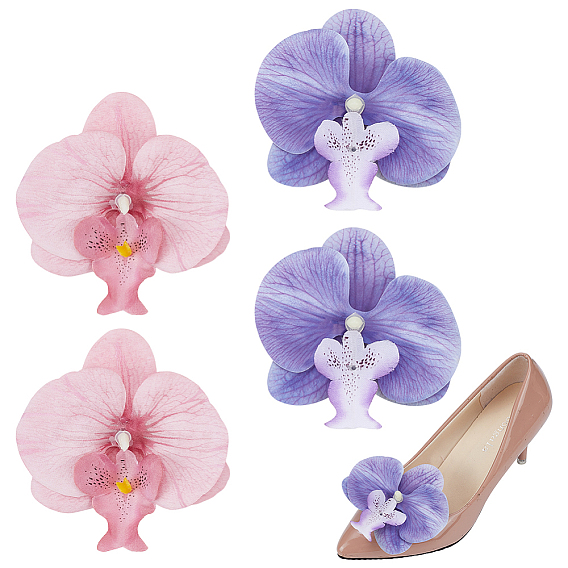 2 пар 2 цветов искусственная кожа цветочные пряжки для обуви, украшение обуви