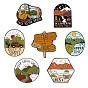 Spring Theme Alloy Brooches, Enamel Hiking Lapel Pin, for Backpack Clothes, Electrophoresis Black, Mountain/Car/Tent
