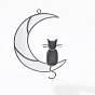 1Pc Alloy Enamel Pendant Decorations, Moon & Cat