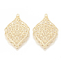 Brass Pendants, Rhombus with Heart, Nickel Free